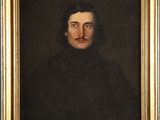 a painting of a man with a mustache in a gold frame