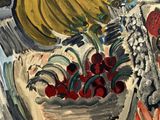 a painting of fruit and vegetables on a table
