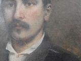 painting of a man with a mustache in a black suit and white shirt
