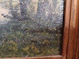 an image of a painting of a castle in the distance with trees in the foreground