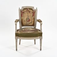 Paire de fauteuils cabriolet en bois laqué style Louis XVI, … (photo 4)