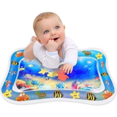 an image of a baby laying on top of an inflatable play mat