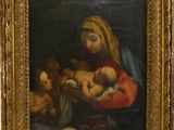 an image of a painting of a woman holding a baby and a teddy bear
