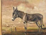 a painting of a donkey standing in a field