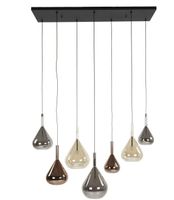 Suspension 7 lampes, en verre ambré, cuivré et chromé ,Dimen… (photo 3)