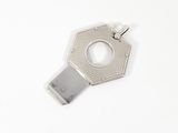 an image of a silver key shaped like a hexagon on a white background