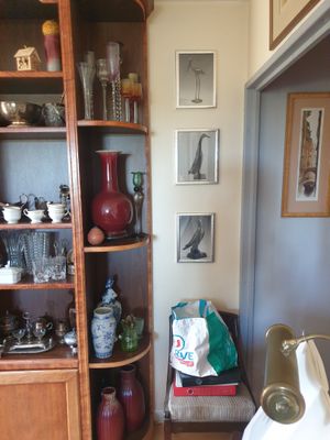 une pièce équipée d'une bibliothèque et d'un lavabo