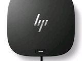 the hp logo is shown on the side of a black device