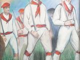 drawing of a painting of a group of baseball players in uniform