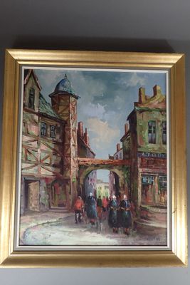 une peinture sur le mur d'un immeuble représentant une calèche