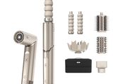 an image of a hair dryer and accessories are shown on a white background