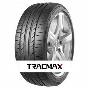 une image représentant un pneu sur fond blanc, avec l'inscription « tracmaxx »