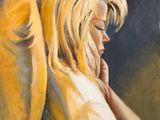 peinture d'une femme assise sur une chaise et lisant un livre