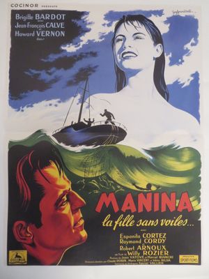 une affiche du film « Maniana », sur laquelle figurent une femme et un bateau