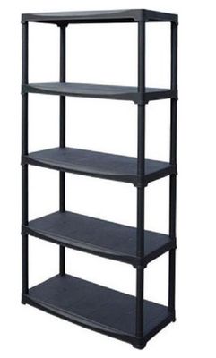 une étagère noire comportant quatre tablettes