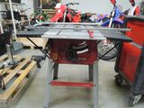 a picture of a table saw in a garage