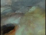 une peinture abstraite représentant un bateau sur un plan d'eau