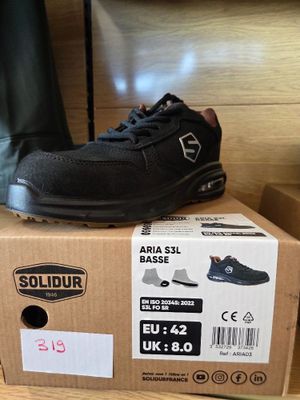 someone ' s shoes are sitting on top of a box on the floor