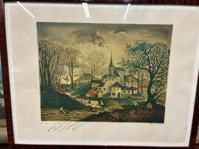 Jean RAFFI LE PERSAN. « Vue de village ». Lithographie avec envoi...