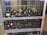 many bottles of wine in a cage on a cart