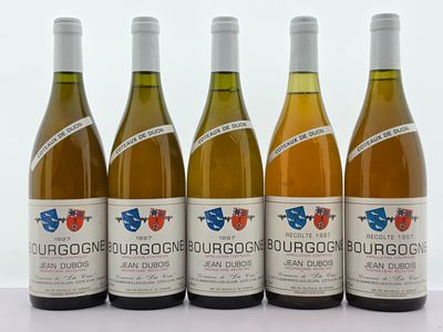 quatre bouteilles de vin sont alignées sur une surface blanche