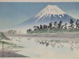 an image of a painting of a mountain with a lake in front of it