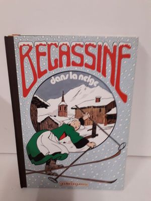 un livre sur lequel figure la photo d'un homme faisant du ski dans la neige