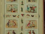 an old book with pictures of children and animals on it