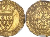 a gold coin with a shield on the front and a shield on the back