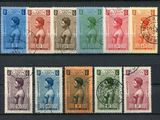 un lot de six timbres de couleurs différentes représentant une femme