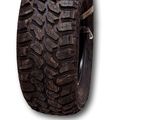 a close up of a tire on a white background
