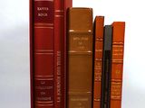 plusieurs livres sont alignés sur une surface blanche