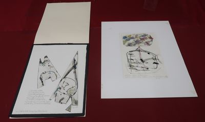 a drawing of a bird and a drawing of a bird on a table