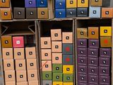 several boxes are stacked on top of each other on the floor