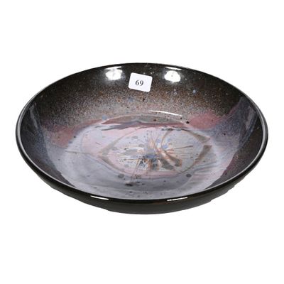 a black and white bowl on a white background