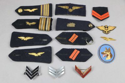 a lot of military badges on a table