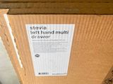 a cardboard box with a sign on it sitting on the floor
