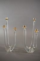 SCHNEIDER. Paire de candélabres en cristal moulé de forme li… (photo 2)