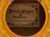 a label on the back of a guitar that says jesus alege