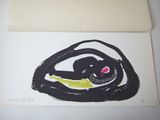 a picture of a drawing of a black cat on a white sheet