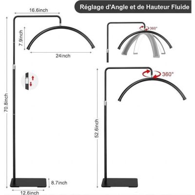 un schéma représentant la hauteur et la largeur d'un lampadaire