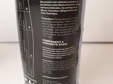 a close up of a blue container with a label on it