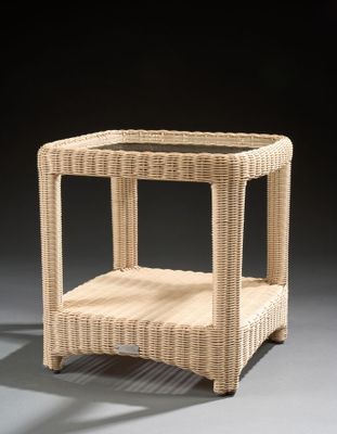 an image of a wicker side table with a shelf underneath it