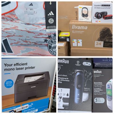 de nombreux modèles d'imprimantes exposés dans un magasin