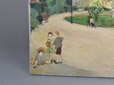 a picture of a painting of a family in a park