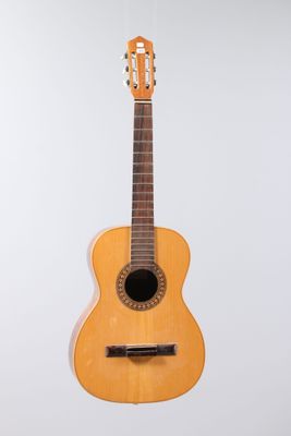 an image of a guitar hanging on a wall with a white background