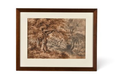 une image d'une photo d'un tableau représentant des arbres dans une forêt