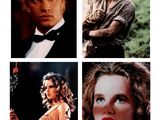 four different pictures of a man and a woman in different poses