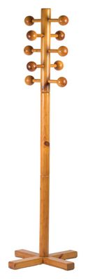 a wooden coat rack with five wooden spoons on it