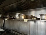 pots and pans on the counter in the kitchen